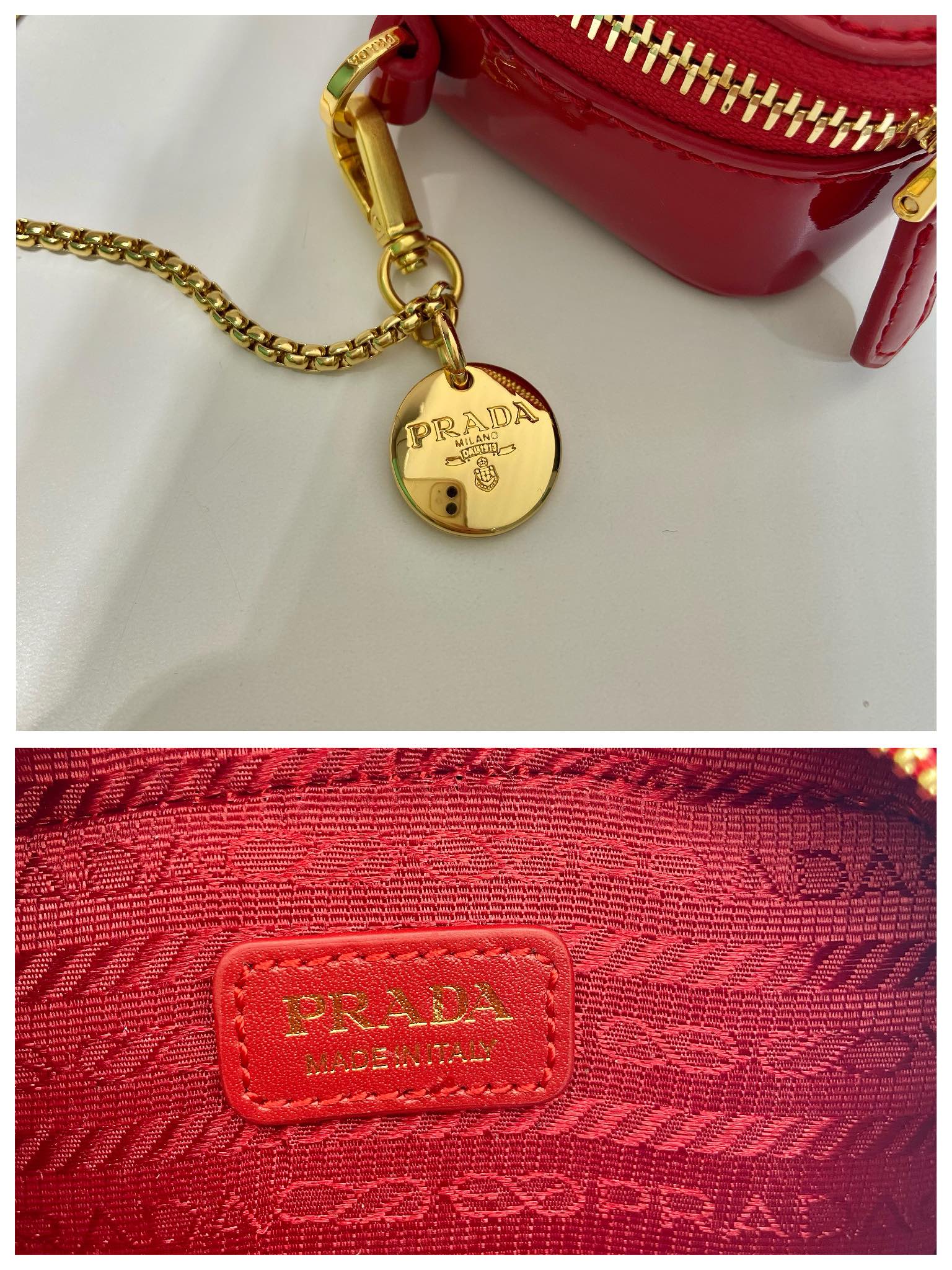 Pra*a patent leather mini-pouch