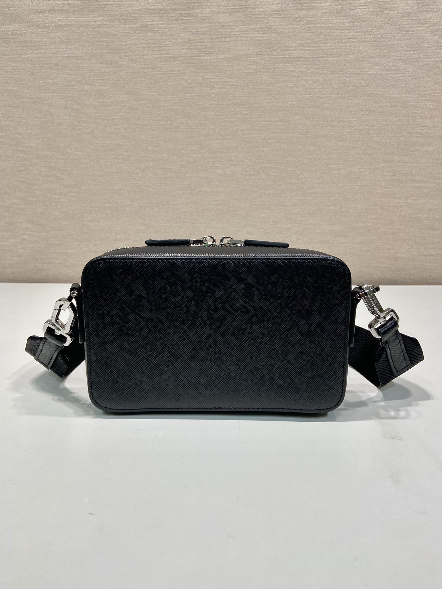 Pra*a brique saffiano leather bag
