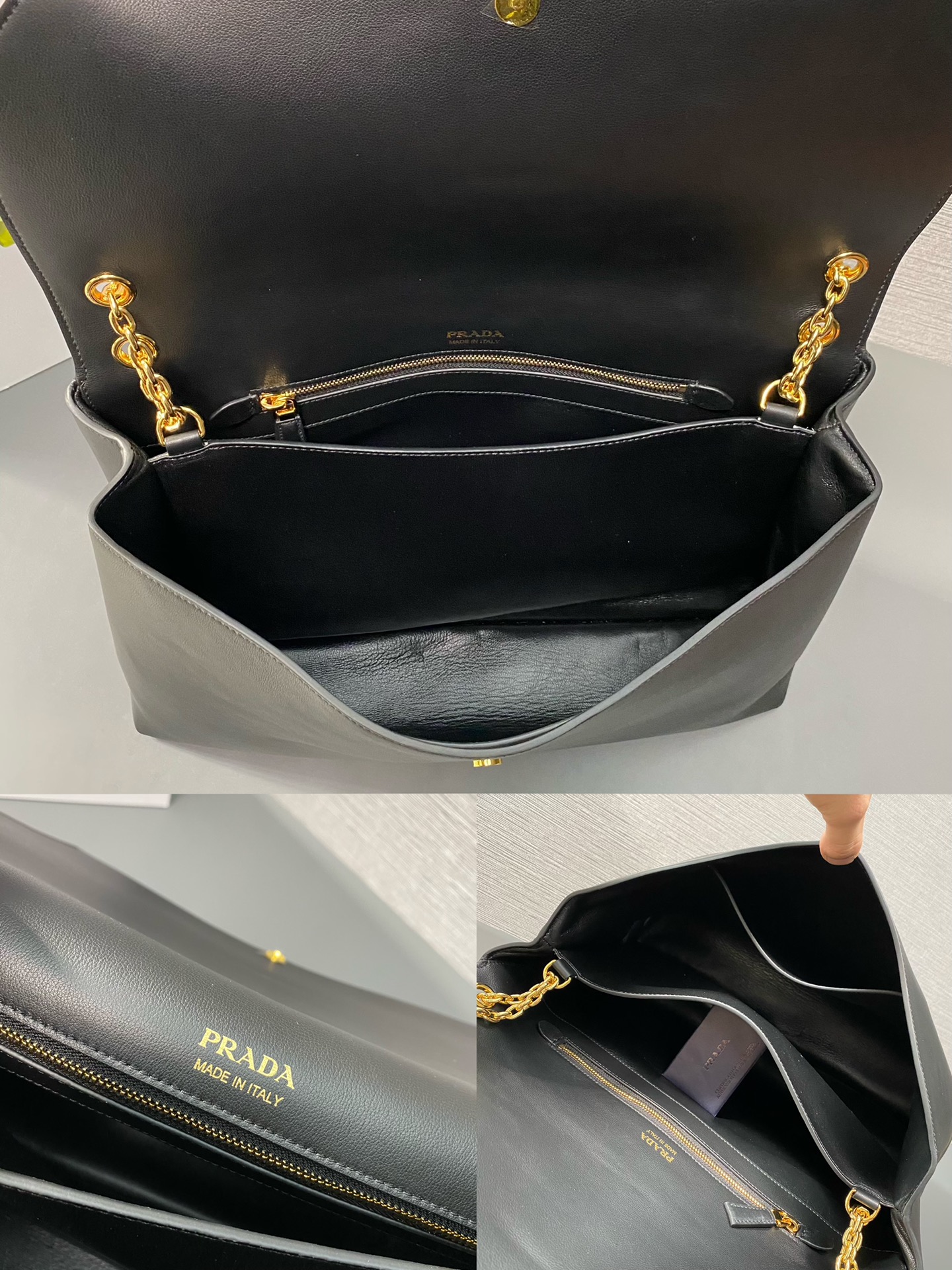 Pra*a large leather shoulder bag