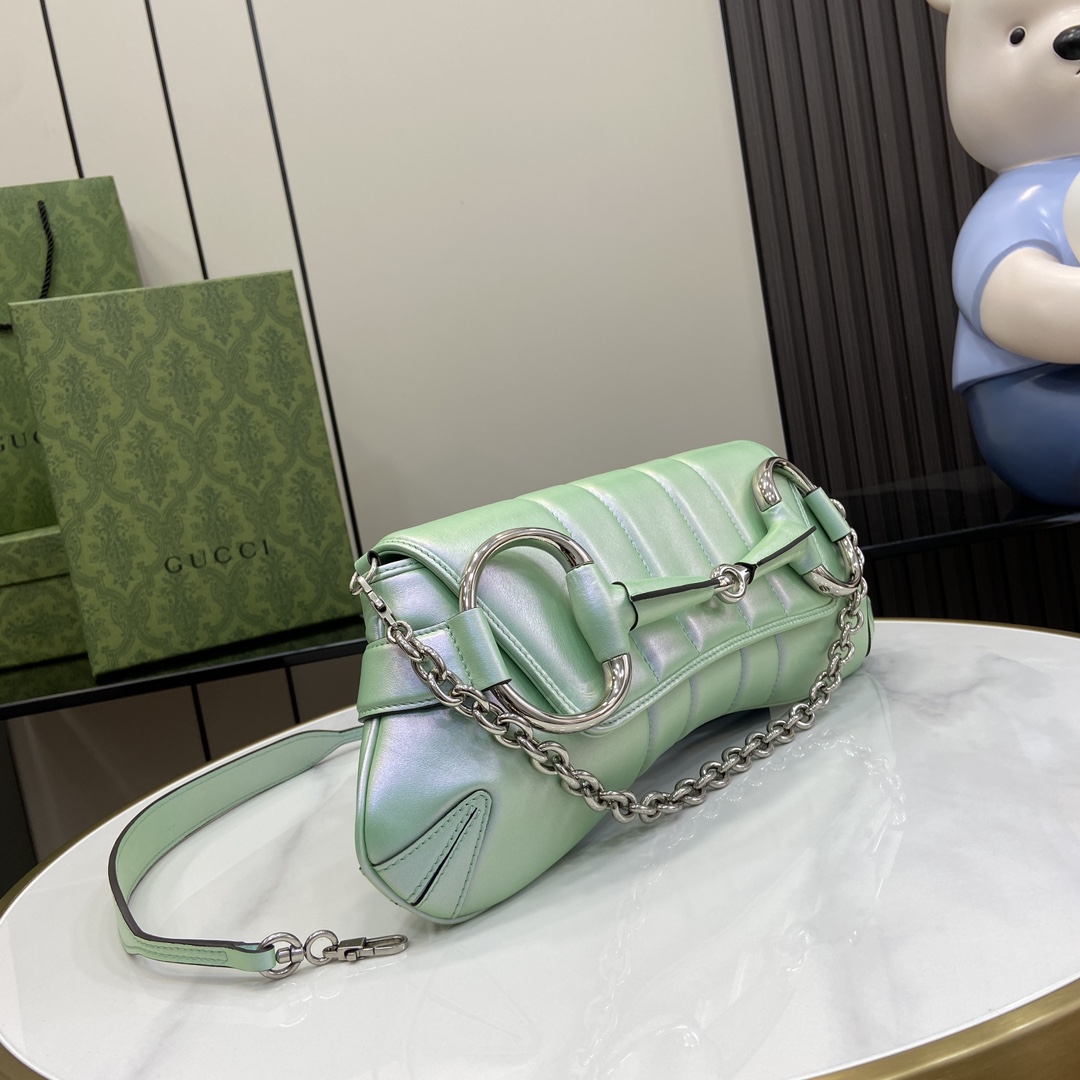 G*u*i horsebit chain medium shoulder bag