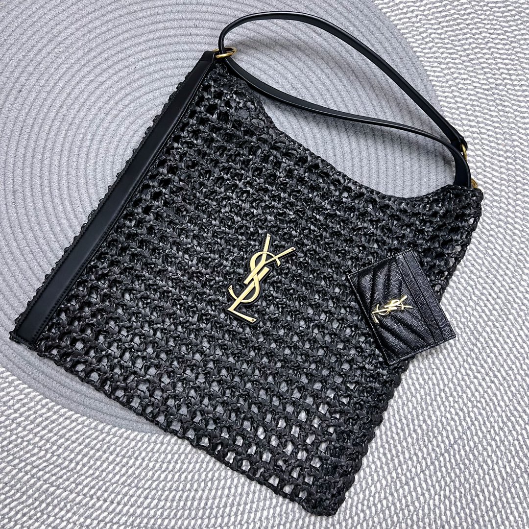 YSL OXALIS BAG IN RAFFIA MACRAMÉ