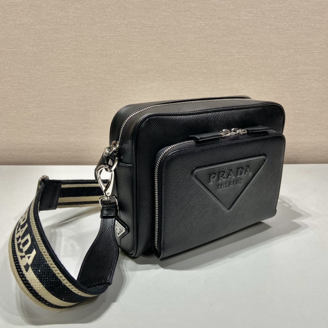 Pra*a saffiano leather shoulder bag
