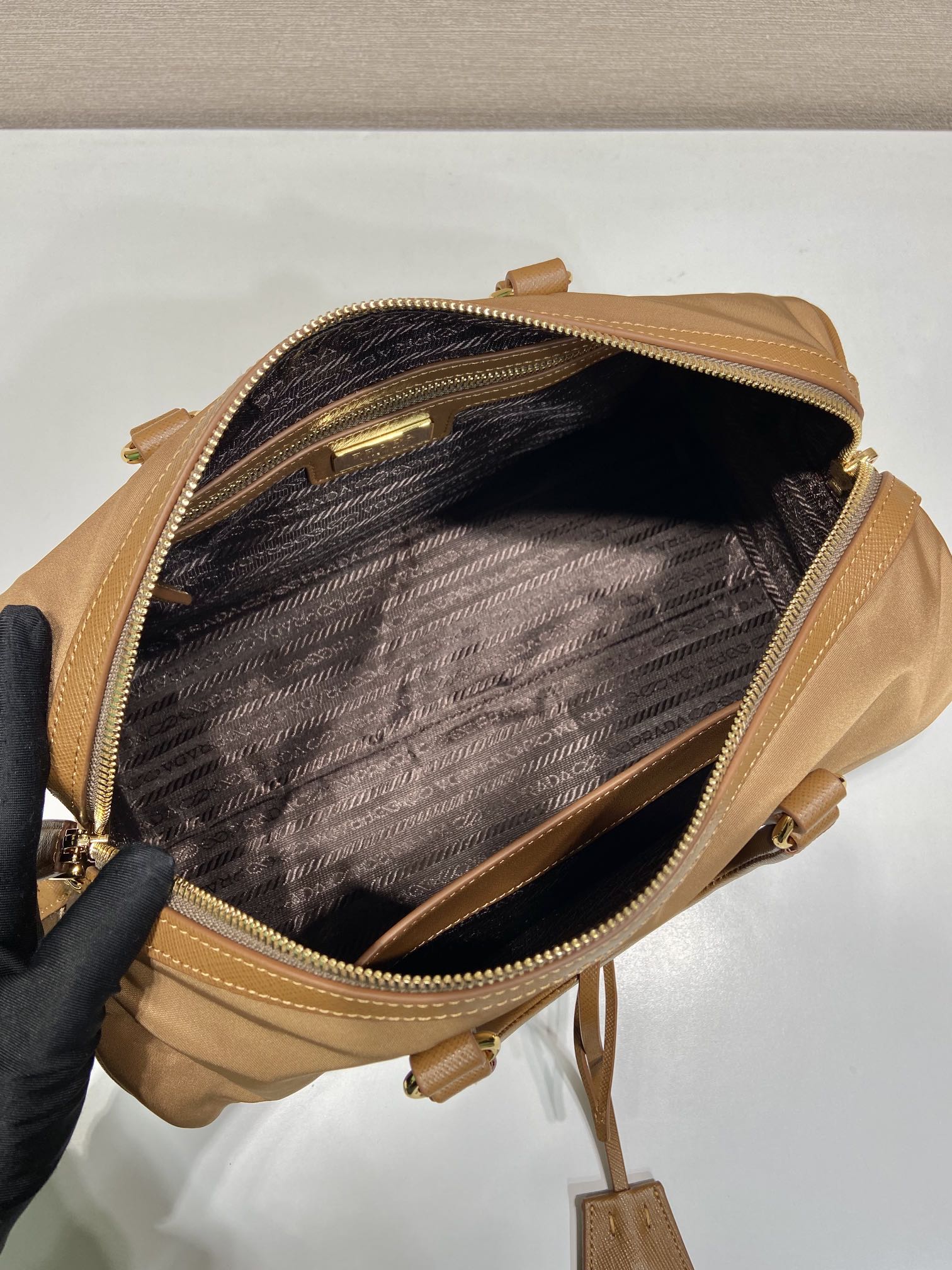 Pra*a re-edition 1978 medium re-nylon and saffiano leather top-handle bag