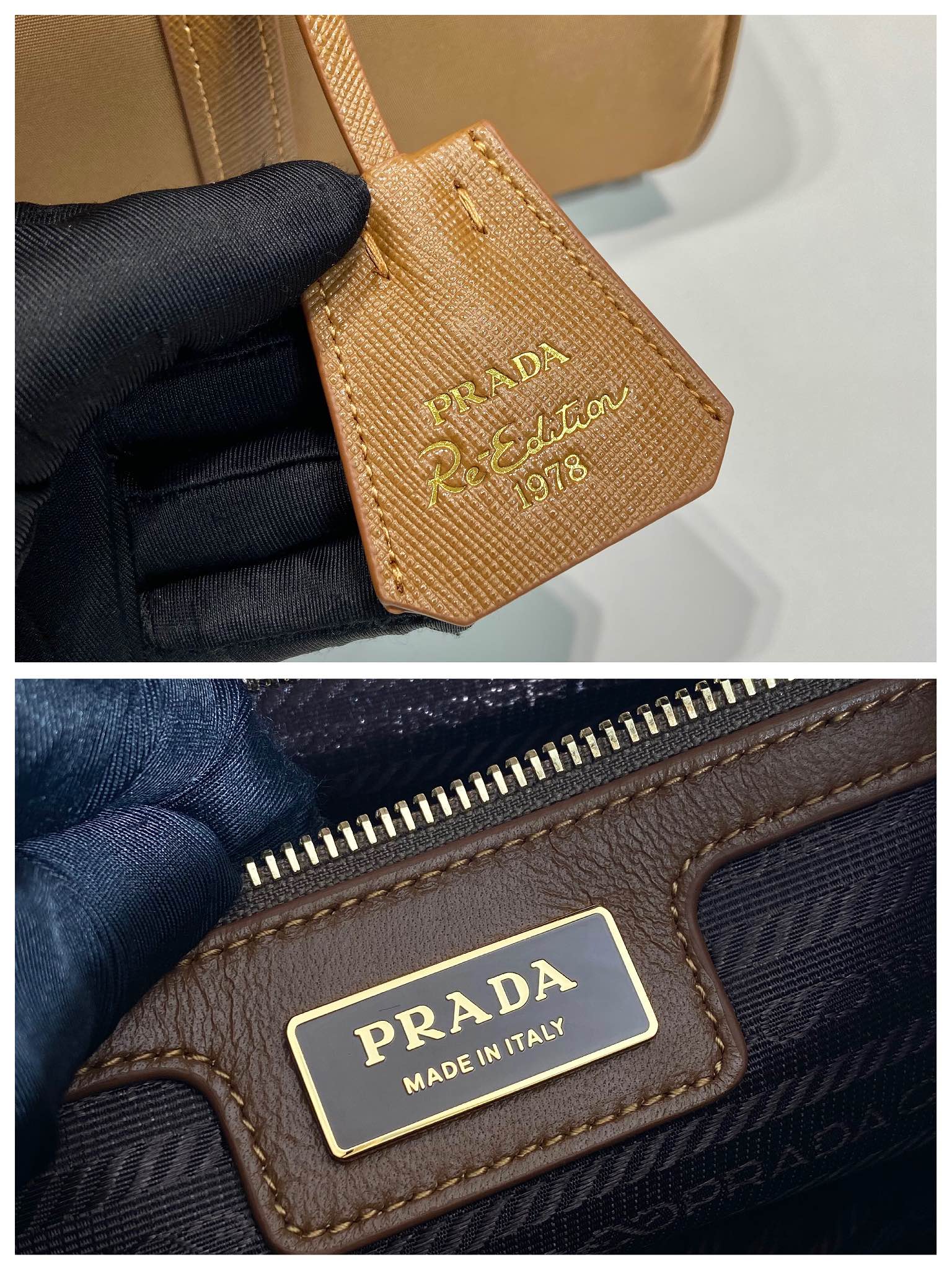 Pra*a re-edition 1978 medium re-nylon and saffiano leather top-handle bag