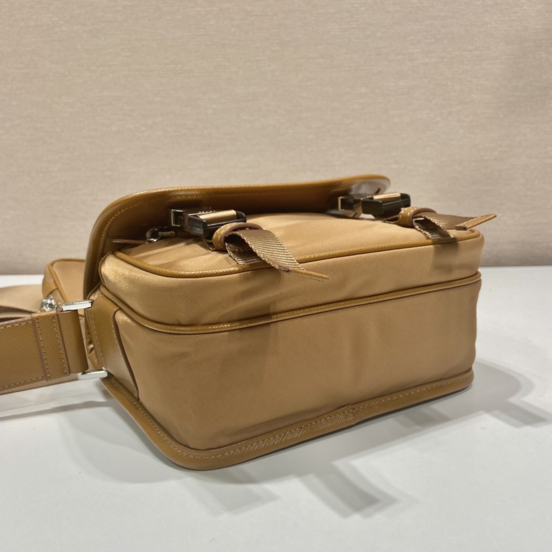 Pra*a re-nylon and saffiano leather shoulder bag