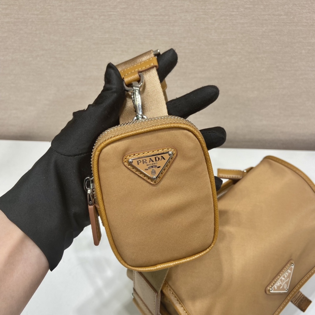 Pra*a re-nylon and saffiano leather shoulder bag