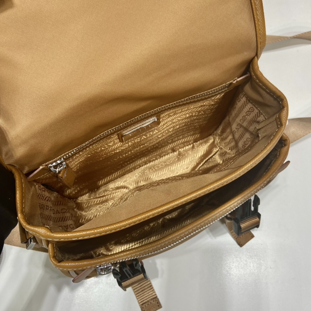 Pra*a re-nylon and saffiano leather shoulder bag