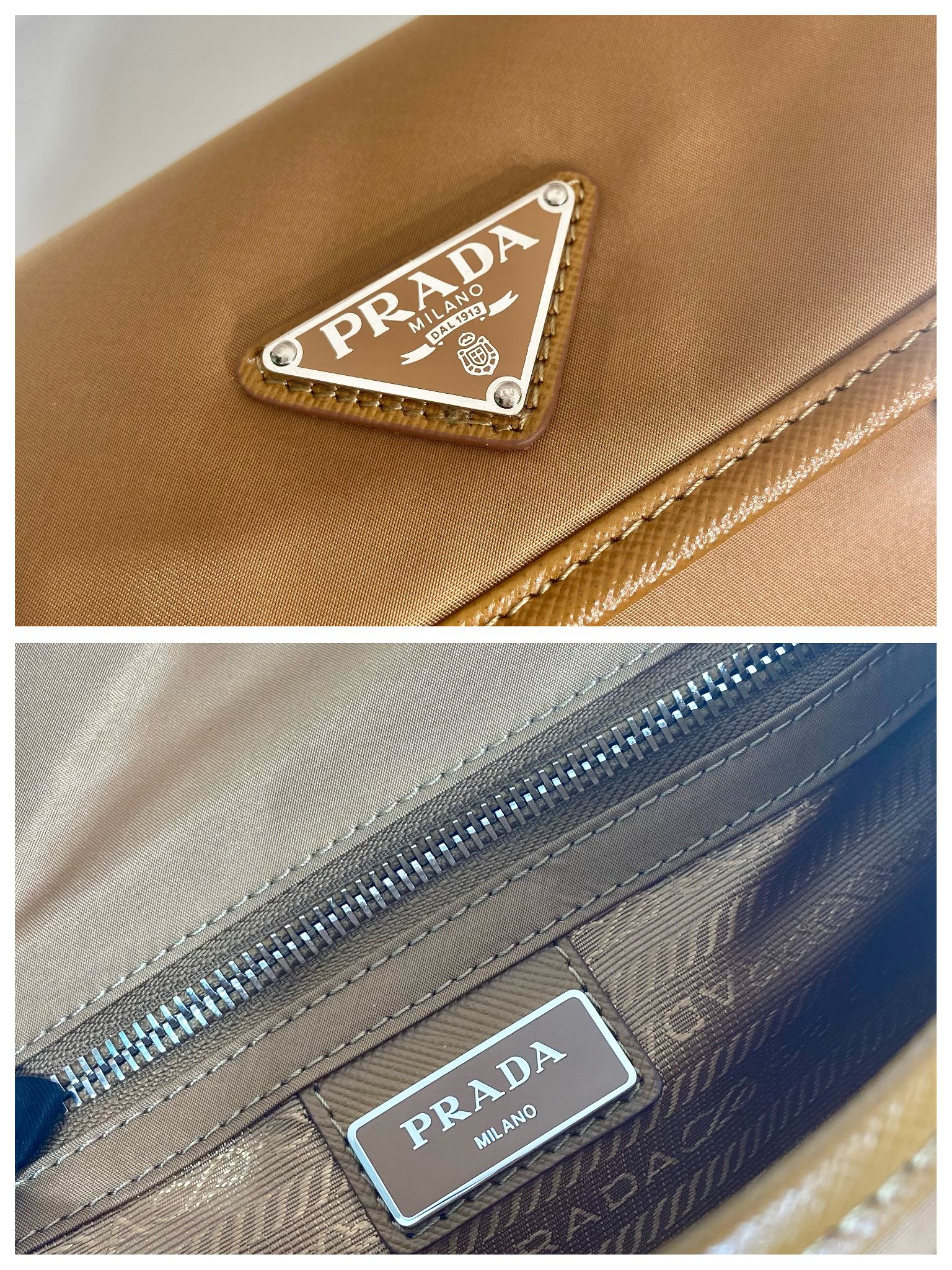 Pra*a re-nylon and saffiano leather shoulder bag